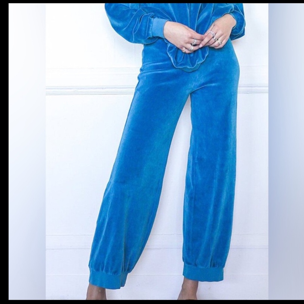 Suzie Kondi Harem High waist beach terry cotton powder blue pants